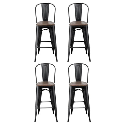 Forgewood Industrial Bar Stools – Set of 4 (Black &amp; Walnut) - OZ Home Deals