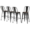 Forgewood Industrial Bar Stools – Set of 4 (Black &amp; Walnut) - OZ Home Deals