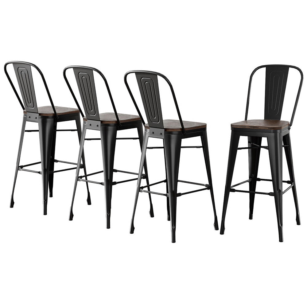 Forgewood Industrial Bar Stools – Set of 4 (Black &amp; Walnut) - OZ Home Deals