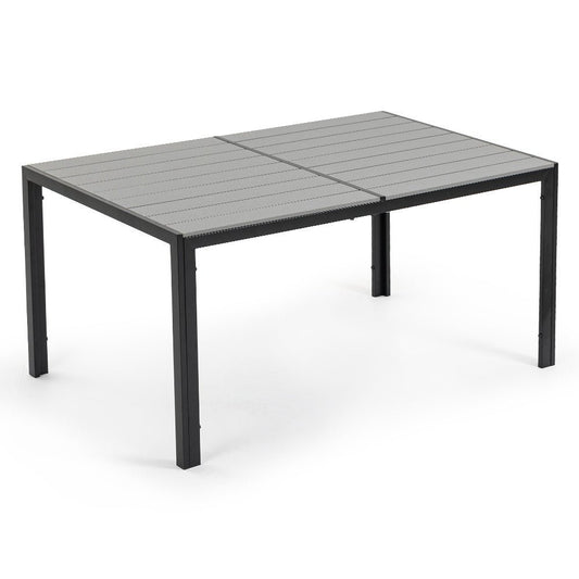 Fortia Outdoor Dining Table 150x90x72cm – Black/Light Grey Polywood & Steel Frame - OZ Home Deals