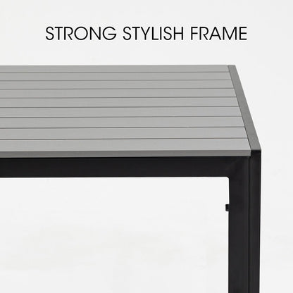Fortia Outdoor Dining Table 150x90x72cm – Black/Light Grey Polywood & Steel Frame - OZ Home Deals