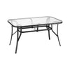 Gardeon 140CM Outdoor Dining Table Steel Frame Tempered Glass Parasol Hole Black - OZ Home Deals
