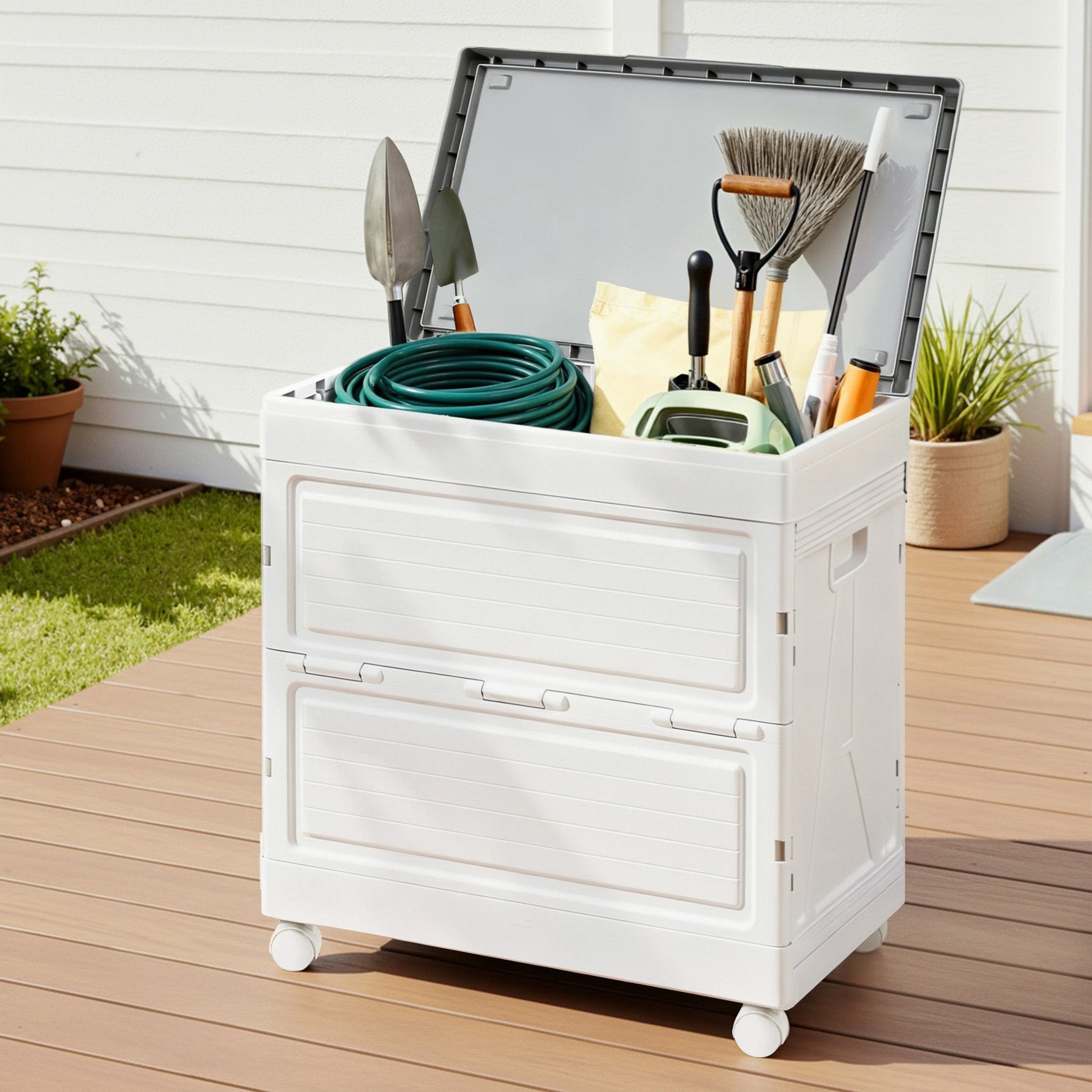 Gardeon 159L Outdoor Storage Box Stackable Cupboard Camping Organizer Wheels - OZ Home Deals