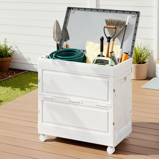 Gardeon 159L Outdoor Storage Box Stackable Cupboard Camping Organizer Wheels - OZ Home Deals