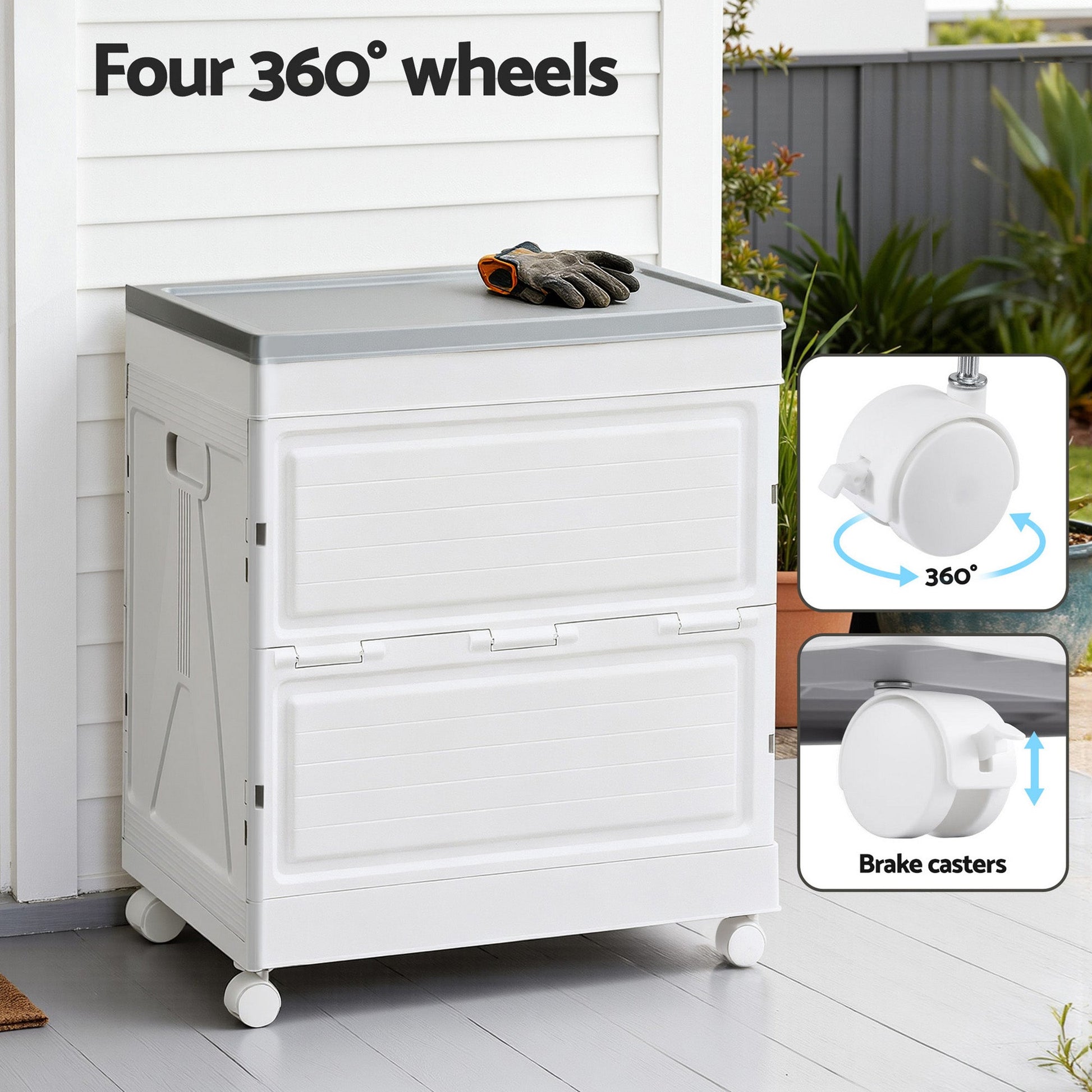 Gardeon 159L Outdoor Storage Box Stackable Cupboard Camping Organizer Wheels - OZ Home Deals