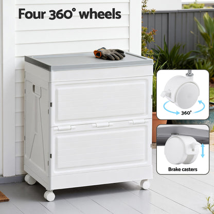 Gardeon 159L Outdoor Storage Box Stackable Cupboard Camping Organizer Wheels - OZ Home Deals