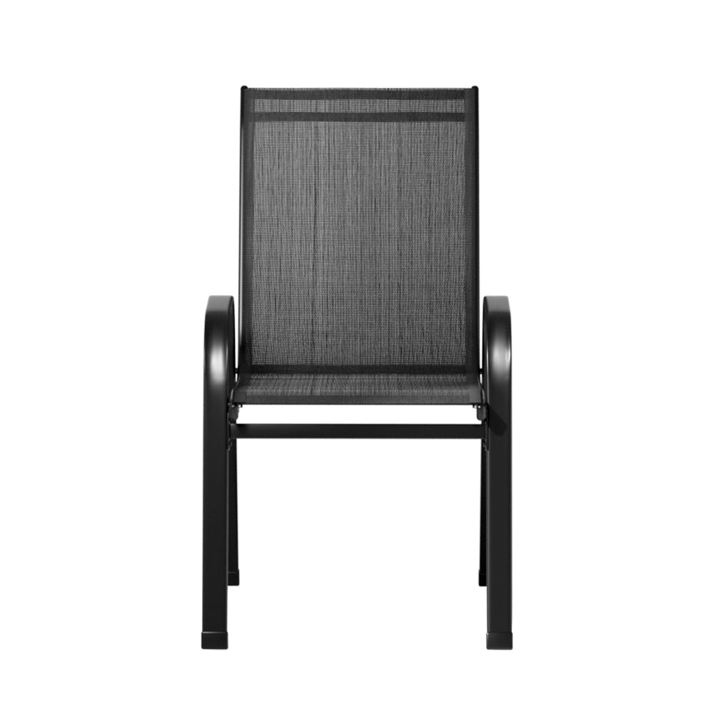Gardeon 2PC Outdoor Dining Chairs Stackable Lounge Chair Patio Furniture Black - OZ Home Deals