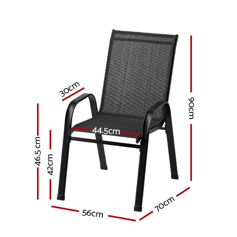 Gardeon 2PC Outdoor Dining Chairs Stackable Lounge Chair Patio Furniture Black - OZ Home Deals