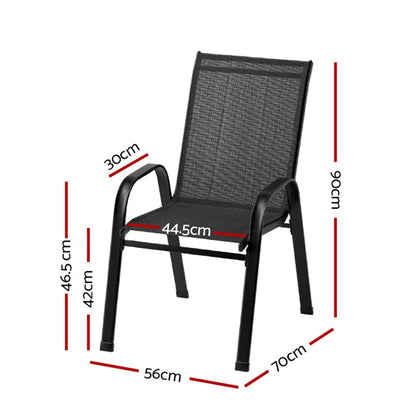 Gardeon 2PC Outdoor Dining Chairs Stackable Lounge Chair Patio Furniture Black - OZ Home Deals