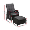 Gardeon 2PC Recliner Chair Sun lounge Wicker Lounger Outdoor Furniture Adjustable Black - OZ Home Deals