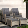 Gardeon 2PC Recliner Chair Sun lounge Wicker Lounger Outdoor Furniture Adjustable Grey - OZ Home Deals