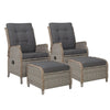 Gardeon 2PC Recliner Chair Sun lounge Wicker Lounger Outdoor Furniture Adjustable Grey - OZ Home Deals