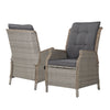 Gardeon 2PC Recliner Chair Sun lounge Wicker Lounger Outdoor Furniture Adjustable Grey - OZ Home Deals