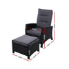 Gardeon 2PC Recliner Chairs Sun lounge Wicker Lounger Outdoor Furniture Adjustable Black - OZ Home Deals