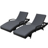 Gardeon 2PC Sun Lounge Wicker Lounger Outdoor Furniture Beach Chair Patio Adjustable Cushion Black - OZ Home Deals