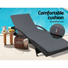 Gardeon 2PC Sun Lounge Wicker Lounger Outdoor Furniture Beach Chair Patio Adjustable Cushion Black - OZ Home Deals