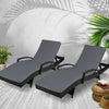 Gardeon 2PC Sun Lounge Wicker Lounger Outdoor Furniture Beach Chair Patio Adjustable Cushion Black - OZ Home Deals