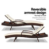 Gardeon 2PC Sun Lounge Wicker Lounger Outdoor Furniture Beach Chair Patio Adjustable Cushion Brown - OZ Home Deals