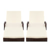 Gardeon 2PC Sun Lounge Wicker Lounger Outdoor Furniture Beach Chair Patio Adjustable Cushion Brown - OZ Home Deals