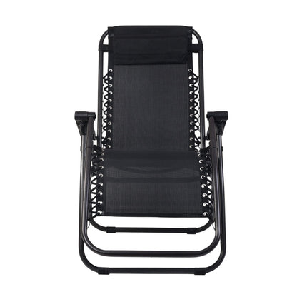 Gardeon 2PC Zero Gravity Chair Folding Outdoor Recliner Adjustable Sun Lounge Camping Black - OZ Home Deals