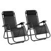 Gardeon 2PC Zero Gravity Chair Folding Outdoor Recliner Adjustable Sun Lounge Camping Black - OZ Home Deals