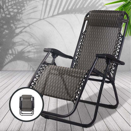 Gardeon 2PC Zero Gravity Chair Folding Outdoor Recliner Adjustable Sun Lounge Camping Grey - OZ Home Deals