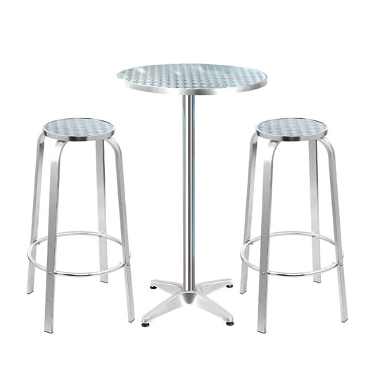 Gardeon 3-Piece Outdoor Bar Set Bistro Table Stools Adjustable Round Cafe - OZ Home Deals