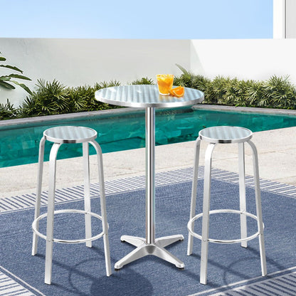 Gardeon 3-Piece Outdoor Bar Set Bistro Table Stools Adjustable Round Cafe - OZ Home Deals