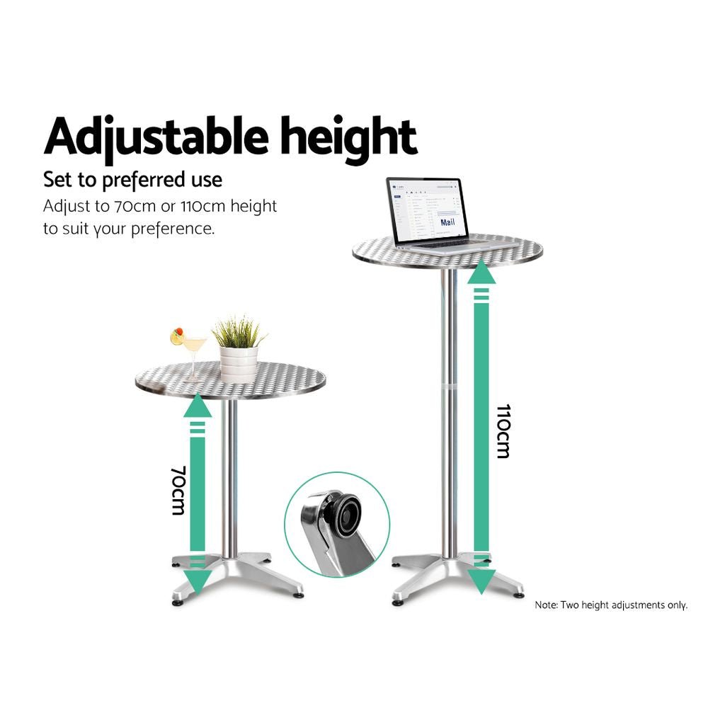 Gardeon 3-Piece Outdoor Bar Set Bistro Table Stools Adjustable Round Cafe - OZ Home Deals