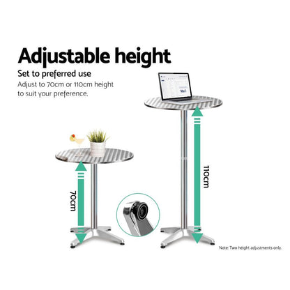 Gardeon 3-Piece Outdoor Bar Set Bistro Table Stools Adjustable Round Cafe - OZ Home Deals