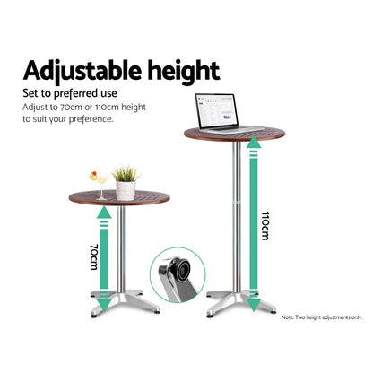 Gardeon 3-Piece Outdoor Bar Set Bistro Table Stools Adjustable Wooden Cafe - OZ Home Deals