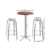 Gardeon 3-Piece Outdoor Bar Set Bistro Table Stools Adjustable Wooden Cafe - OZ Home Deals