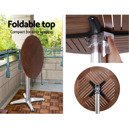 Gardeon 3-Piece Outdoor Bar Set Bistro Table Stools Adjustable Wooden Cafe - OZ Home Deals