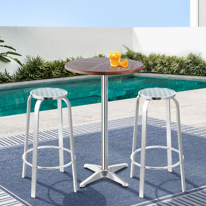 Gardeon 3-Piece Outdoor Bar Set Bistro Table Stools Adjustable Wooden Cafe - OZ Home Deals