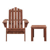 Gardeon 3PC Adirondack Outdoor Table and Chairs Wooden Beach Chair Brown - OZ Home Deals