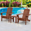 Gardeon 3PC Adirondack Outdoor Table and Chairs Wooden Beach Chair Brown - OZ Home Deals