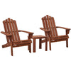 Gardeon 3PC Adirondack Outdoor Table and Chairs Wooden Beach Chair Brown - OZ Home Deals