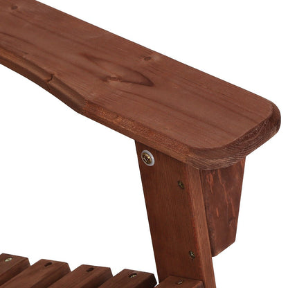 Gardeon 3PC Adirondack Outdoor Table and Chairs Wooden Beach Chair Brown - OZ Home Deals