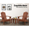 Gardeon 3PC Adirondack Outdoor Table and Chairs Wooden Beach Chair Brown - OZ Home Deals
