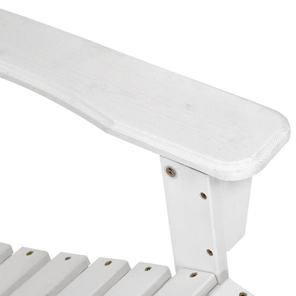 Gardeon 3PC Adirondack Outdoor Table and Chairs Wooden Beach Chair White - OZ Home Deals