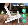 Gardeon 3PC Adirondack Outdoor Table and Chairs Wooden Beach Chair White - OZ Home Deals