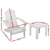 Gardeon 3PC Adirondack Outdoor Table and Chairs Wooden Beach Chair White - OZ Home Deals
