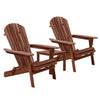 Gardeon 3PC Adirondack Outdoor Table and Chairs Wooden Foldable Beach Chair Brown - OZ Home Deals