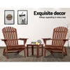 Gardeon 3PC Adirondack Outdoor Table and Chairs Wooden Foldable Beach Chair Brown - OZ Home Deals
