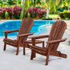 Gardeon 3PC Adirondack Outdoor Table and Chairs Wooden Foldable Beach Chair Brown - OZ Home Deals