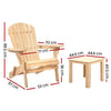 Gardeon 3PC Adirondack Outdoor Table and Chairs Wooden Foldable Beach Chair Natural - OZ Home Deals