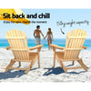 Gardeon 3PC Adirondack Outdoor Table and Chairs Wooden Foldable Beach Chair Natural - OZ Home Deals