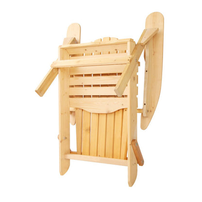Gardeon 3PC Adirondack Outdoor Table and Chairs Wooden Foldable Beach Chair Natural - OZ Home Deals