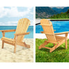 Gardeon 3PC Adirondack Outdoor Table and Chairs Wooden Foldable Beach Chair Natural - OZ Home Deals