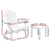 Gardeon 3PC Adirondack Outdoor Table and Chairs Wooden Foldable Beach Chair White - OZ Home Deals